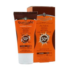 ضد آفتاب فاقد چربی آکنئیک بدون رنگ SPF50 سان سیف 50 میلی لیتر